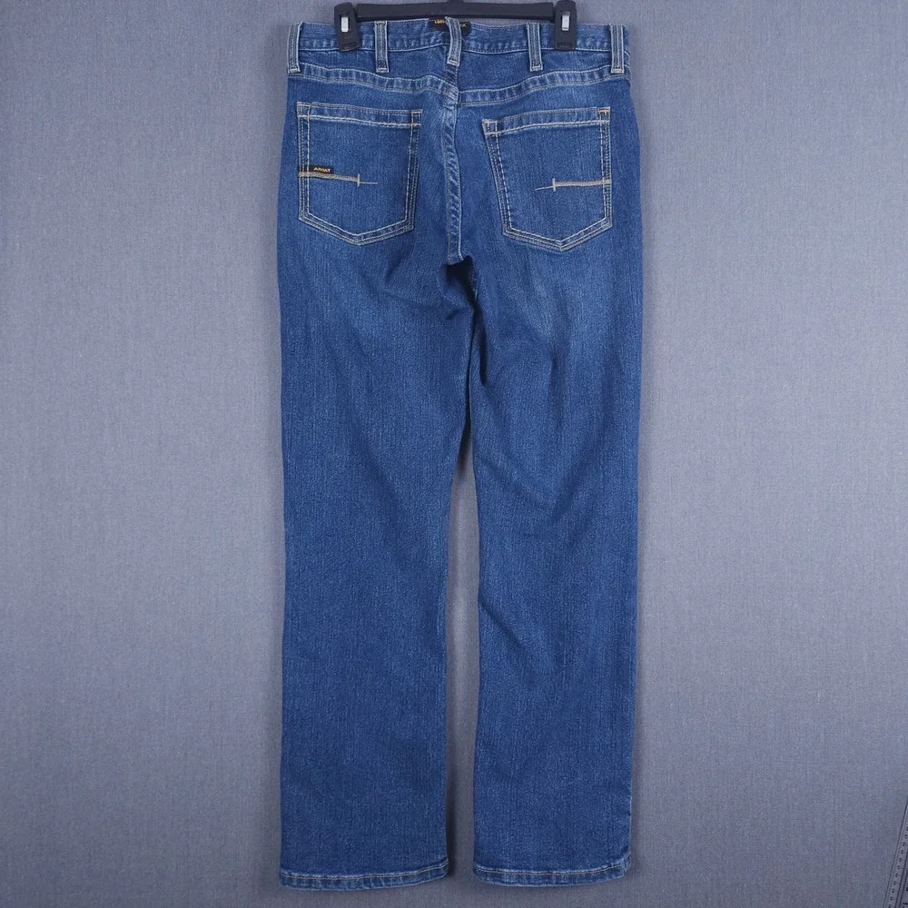 Ariat Rebar M5 Mens 34x32 (Fits 33x31) Ironside Straight Leg Stackable Denim